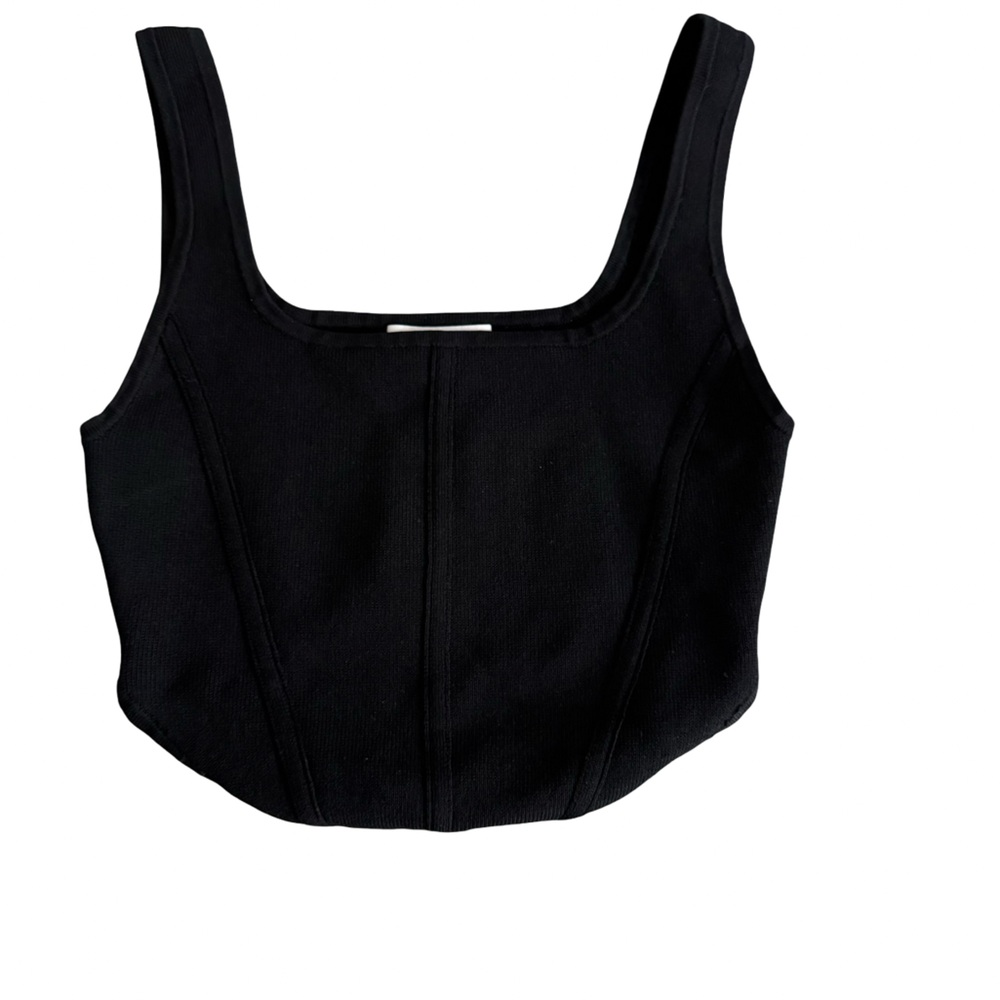 Babaton Contour Ribbed Cropped Tank Black Size small